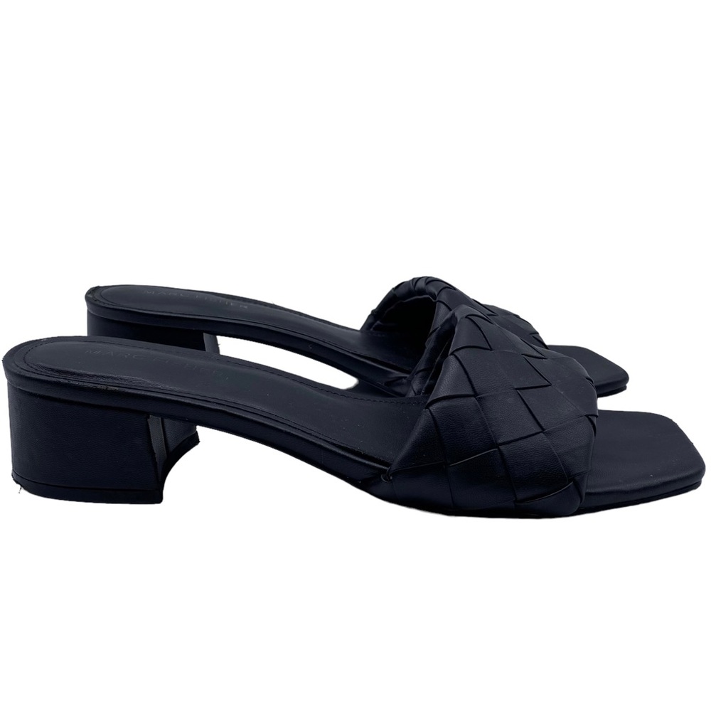 Marc Fisher Black Woven Square-Toe Block Heel Sandals - Picture 3 of 15